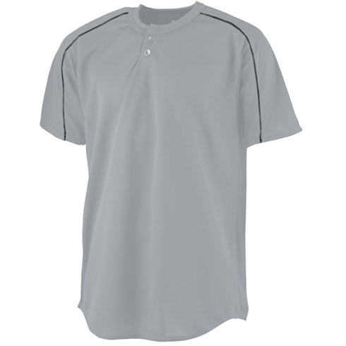 Augusta Sportswear Youth Wicking Two-Button Baseball Jersey (586-C), Color 'Silver Grey/Black'